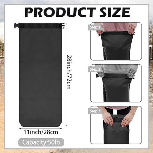 8 Pcs Flood Water Sand Bags Waterproof Sandbags Barrier Reusable Sand Bags with Insert Buckle Flood Protection for Home Door Window Basement Garage Rain Water Control, 28 x 11 Inch(Black)