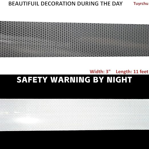 Non Fading Reflective Tape Silver Outdoor Waterproof 3 inch Wide, High Visibility Warning Industrial Marking Tape, Safety Stickers (11 feet)