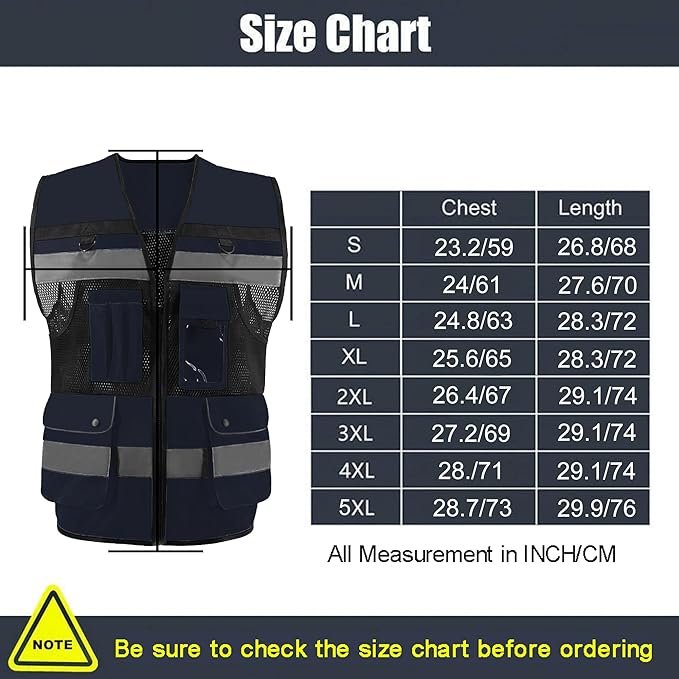 Safety Vest High Visibility Reflective Construction Vest for Men Women