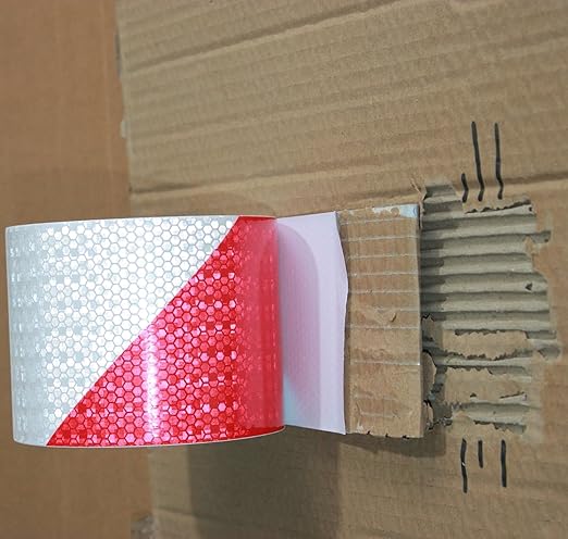 Reflective Tape Red White 3 Inch x 68 Feet, Outdoor Waterproof Conspicuity Strong Adhesive Reflector for Trailers Signs