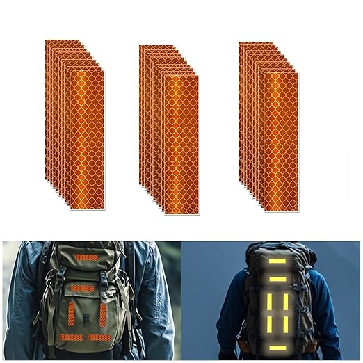 Orange Reflective Stickers 1 inch X 4 inch, Outdoor Waterproof High Visibility Warning Safety Adhesive Reflector Tape (30 Pcs)
