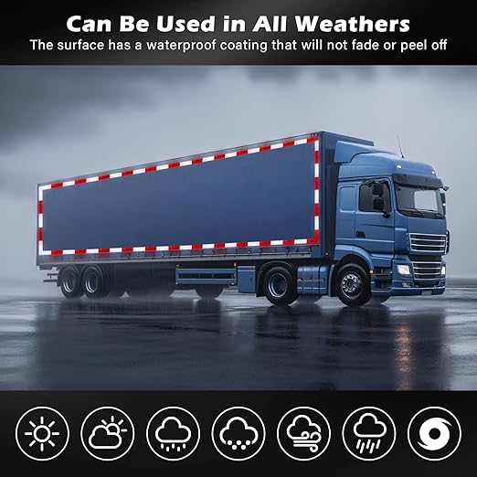 Reflective Tape, 2" × 12" Red & Silver High Intensity Self Adhesive Waterproof Trailer Outdoor Safety Caution Reflector for Cars, Trucks, Trailers, Boats, Road Signs (100)