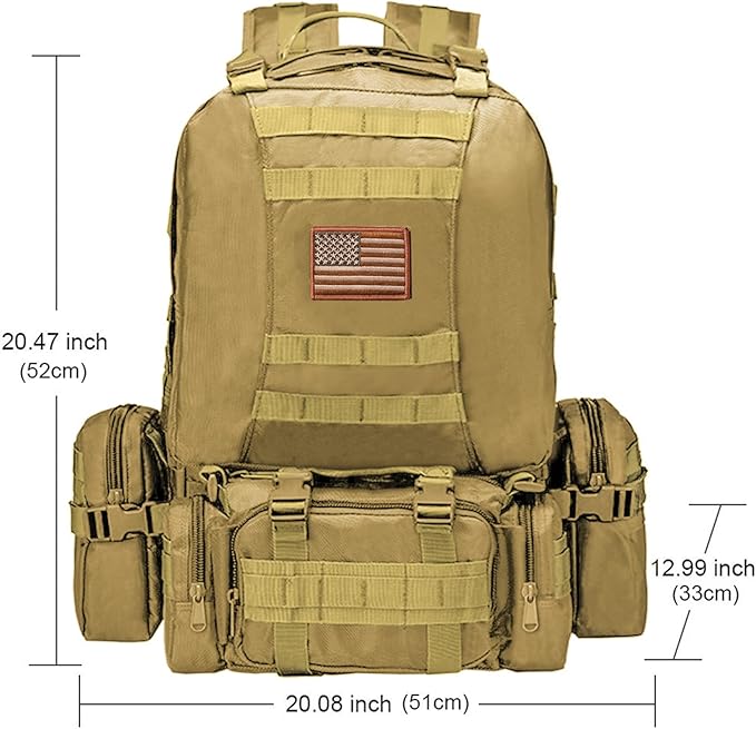 CVLIFE Tactical Backpack Military Army Rucksack 60L Large Assault Pack Detachable Molle Bag…