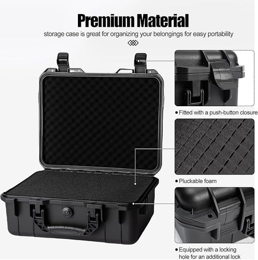 Hard case Waterproof Hard Case with DIY Customizable Foam Insert Portable Protective Case for Camera Drones Equipments Tools Test Instruments 16.9''x13.7''x5.9''