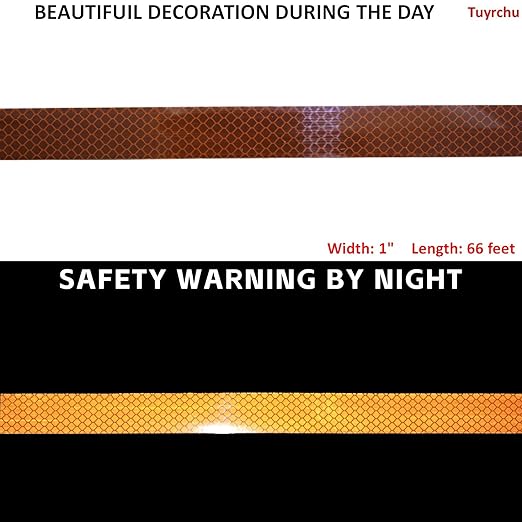 Brown Non Fading Reflective Tape Outdoor Waterproof 1 inch Wide for Truck, High Visibility Safety Adhesive Stickers (66 feet)