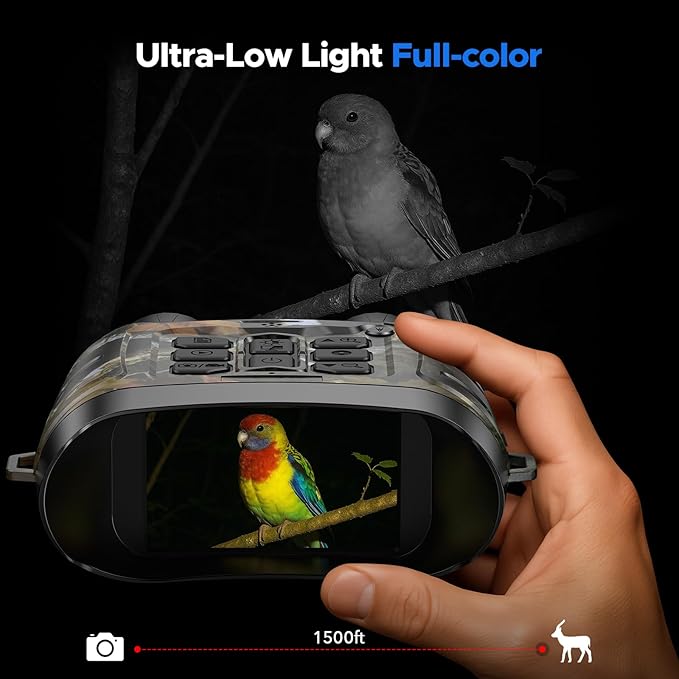 VOOPEAK 4K Night Vision Goggles - Full-Color Night Vision Binoculars with 5000mAh Rechargeable Battery, 64GB TF Card for Saving Photos and Videos, 3-inch HD Screen, 18x Zoom, Suitable for Camping