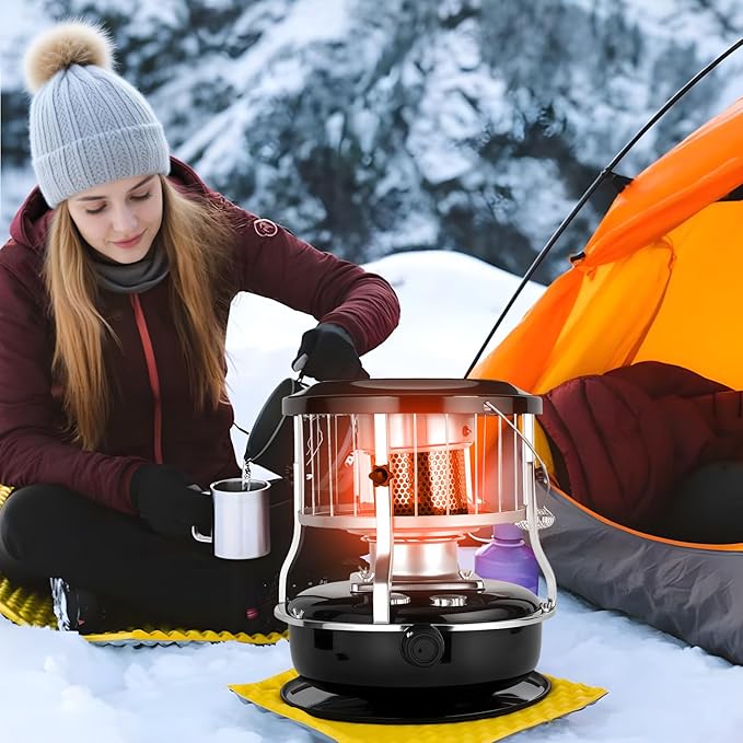 2 in 1 Portable Kerosene Heater Stove Kerosene Heaters for Indoor Use 9000 BTU Non Electric Heaters Indoor Outdoo for Camping Hunting Cooking and Emergency Heater Black