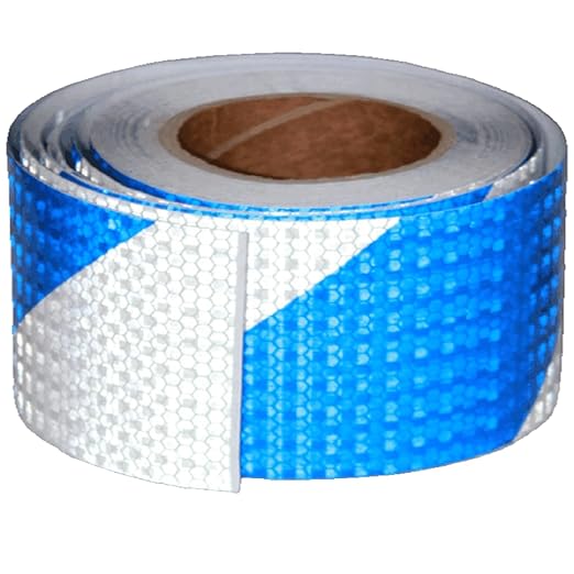 Reflective Tape Blue White 3 inch Wide for Automobile, Outdoor Waterproof High Visibility Safety Warning Adhesive Strips (66 feet)