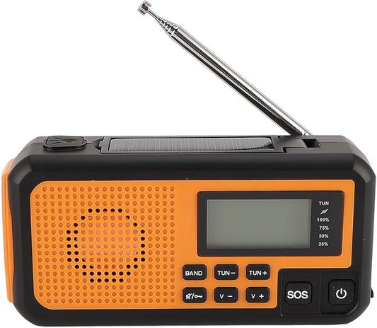 Emergency Radio, Hand Crank Solar USB Charging AM FM Shortwave NOAA Weather Radio with SOS Alarm LED Flashlight, for Outdoor Camping Hiking Live