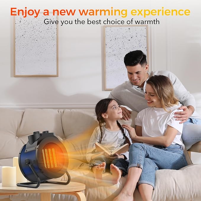 1500W Electric Space Heater with 90 Adjustable Angle, Overheat Protection, Heater for Garage, Office, Indoor Use