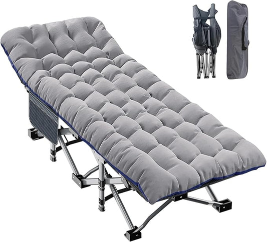 ABORON XXL Camping Cot for Adults 900LBS - 78"×32" Oversized Folding Bed with Mattress Pad, Heavy Duty 1200D Oxford Outdoor Cot with Carry Bag