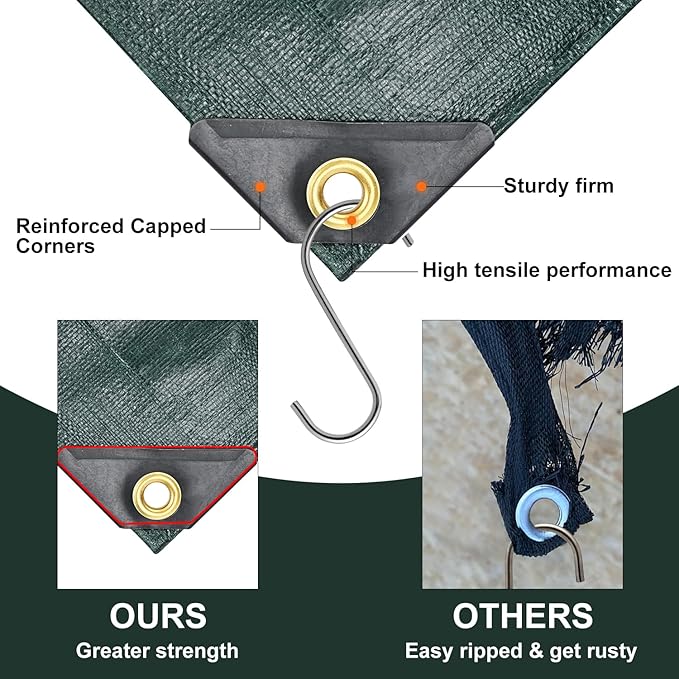 Tarp 16x20 Feet, 20 Mil Large Waterproof Tarps Heavy Duty with Brass Grommets, Thick Plastic Tarp, UV Resistant Tear&Fade Resistant, Reinforced Edges for Outdoor Pool Car Camp Tent
