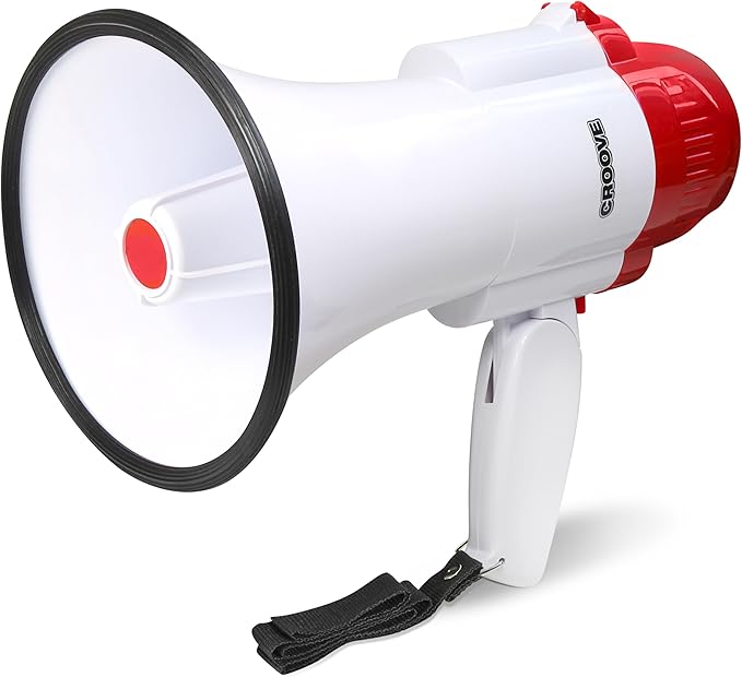 Croove Portable Megaphone Loud Speaker, Bullhorn with Siren Music, Volume Control, 30 Watt Mini Bull Horn, 800 Yard Voice Range Mega Phone, Noise Makers, Sporting Essentials for Coach, Camp Counselor
