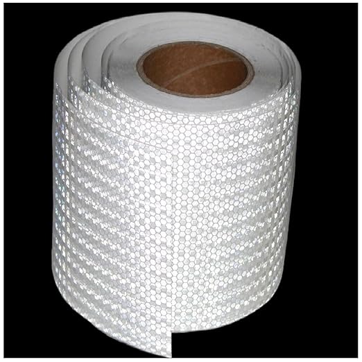 Industrial Non Fading Reflective Tape White 8 inch Wide, Outdoor Waterproof High Visibility Safety Adhesive Reflector Strips (66 feet)