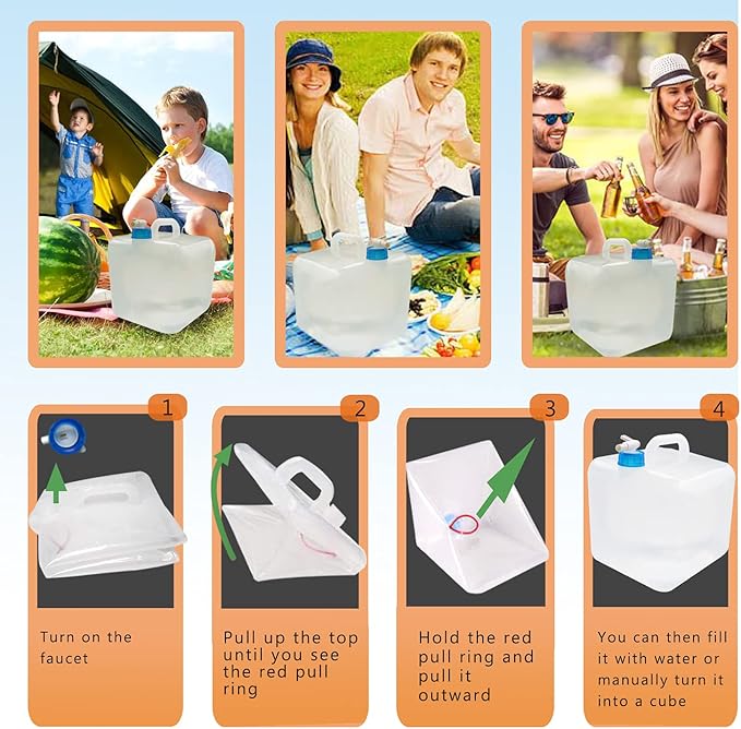 Collapsible Water Container with Spigot, Camping Water Storage Carrier Jug BPA-Free for Outdoors Hiking Backpack & Survival Kit, Foldable Portable Canteen 1.3/2.6/3.9/5.3 Gallon (5.3 Gallon, 1-Pack)