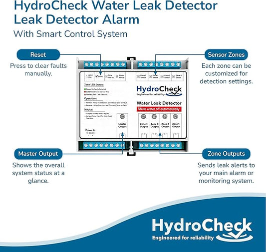 Automatic Water Shut Off System - Smart Leak Detection Device - Commercial Moisture Sensor Alarm - High Amp Load for Buildings & Office Space (Wiring Sold Separately)