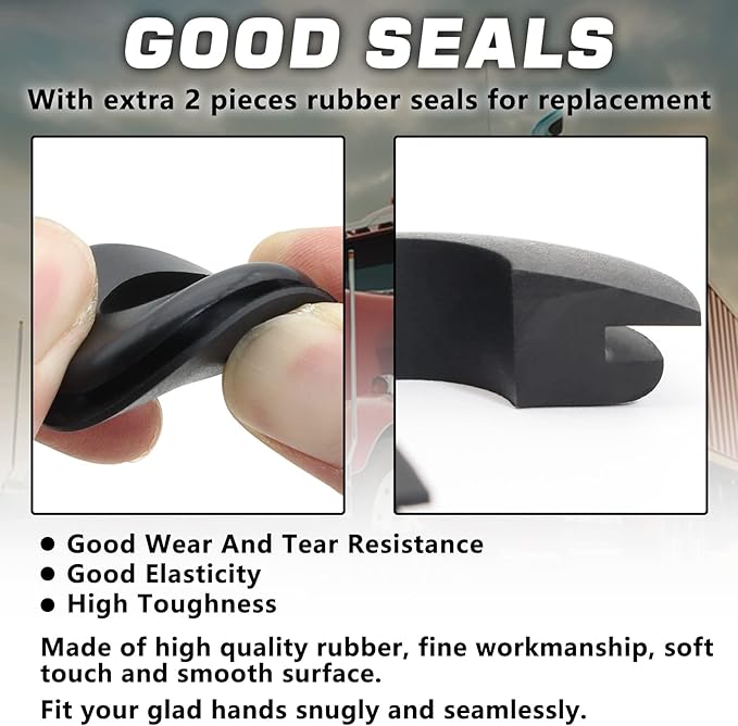 37 Degree Glad Hands Set with 2pcs Seals Universal Emergency Service Aluminum Gladhand Brake Air Hose Coupling Parts Handshake Kit Connectors for Semi Trucks Trailers Tractors, 1 Pair