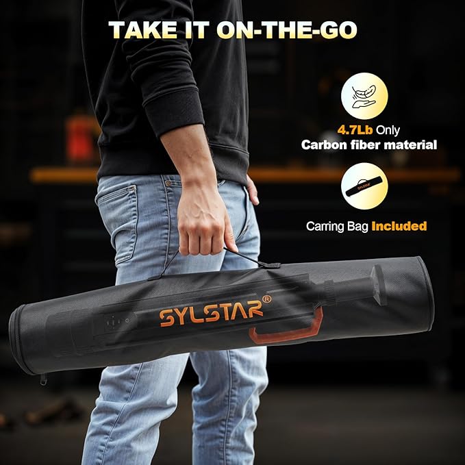 SYLSTAR 360° Rechargeable Work Light with Remote &Telescopic Stand (8.4Ft), 3000LM Ultra Bright 3CCT Dimmable, 6000mAh Battery, Portable Camping Light for Jobsite Workshop Sports Emergencies