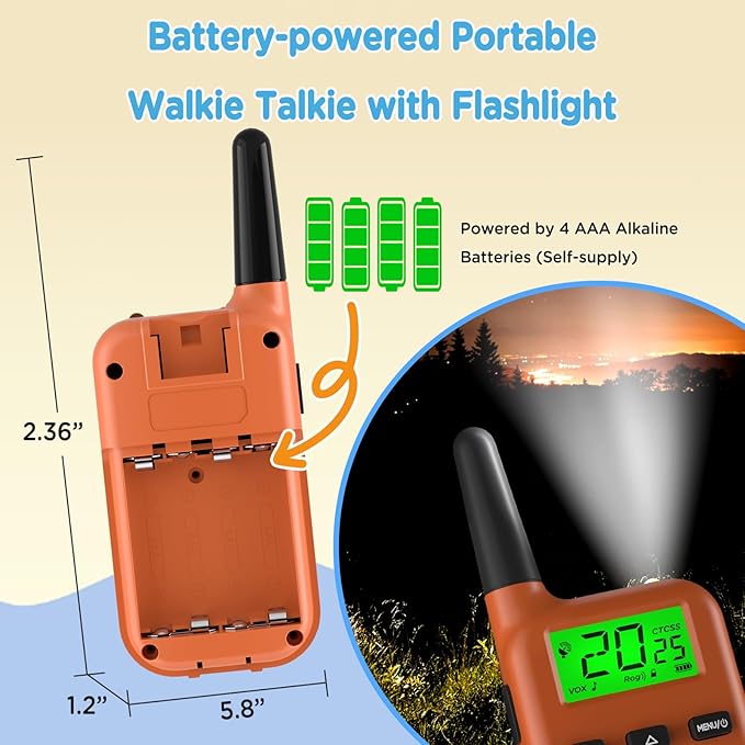 Peakeep Walkie Talkies for Kids Long Range 3 Miles, Voice-Changing Toys Gifts for 3-12 Years Old Boys Girls, 2 Way Radios Big LCD Screen, Flashlight, Camping Hiking Outdoor, Battery Operated, 2 Packs