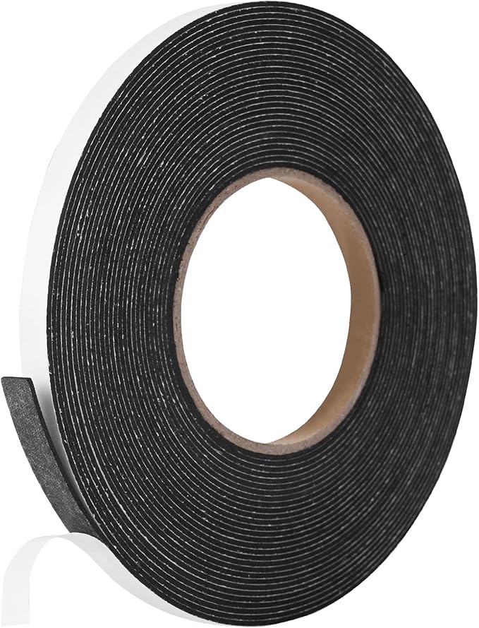Kikerike Self Adhesive Foam Tape Weatherstrip 1/4In x 1/16In x 33Ft High Density Foam Insulation Strips Seal Weather Stripping with Strong Adhesive for Door and Window Sound Isolation Soundproofing
