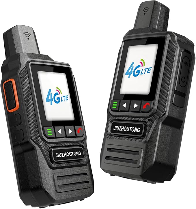 Global Lifetime Free 4G Walkie-Talkie Long Distance Handheld Unlimited Range Two-Way Radio and 4000mAh Type-C Battery with SIM Card (2 Pack)