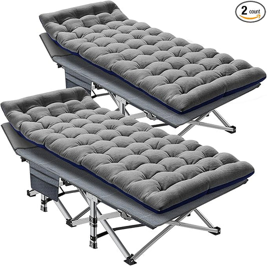 LILYPELLE Folding Camping Cot, Extra Wide Heavy Duty Sleeping Cots with Carry Bag, Double Layer Oxford Portable Travel Camp Cots for Home, Office Nap and Outdoor Beach