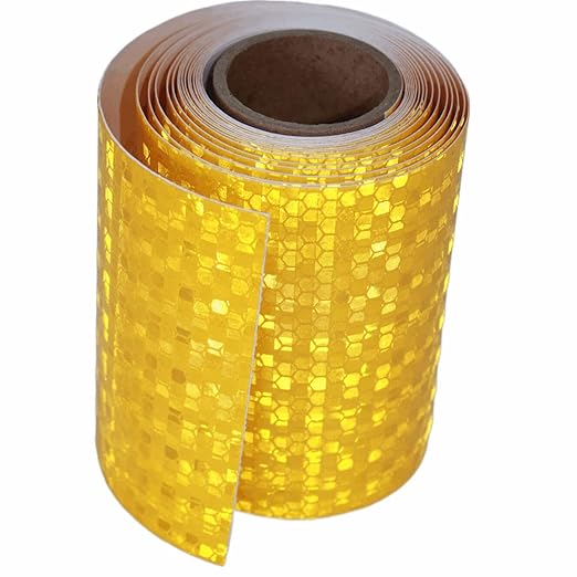 Yellow Reflective Tape 4 inch, Outdoor Waterproof High Visibility Warning Industrial Marking Tape, Safety Stickers (11 feet)