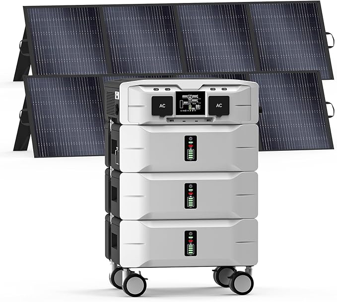 IEE 7680Wh Solar Generator SP5000 with 2x200W Solar Panel, 120/240V Power Station 5000W(Peak 9000W) AC Output, Expandable Capacity, Portable LFP Battery Generator for Home Use, Power Outages, RVs