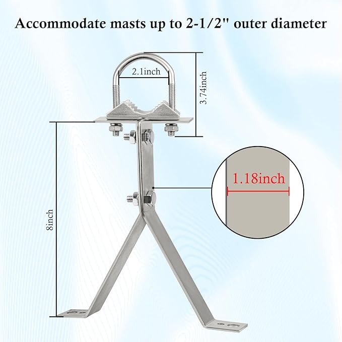 XRDS-RF Antenna Wall Mount 8 Inch Heavy-Duty Stand Off Wall Mast Mount Windproof Antenna Mounting Bracket for TV Antenna Mast ( 2-Leg + 2-Leg)