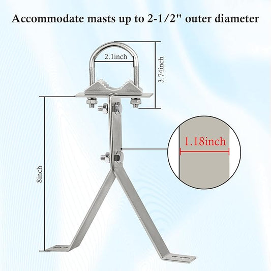 XRDS-RF Antenna Wall Mount 8 Inch Heavy-Duty Stand Off Wall Mast Mount Windproof Antenna Mounting Bracket for TV Antenna Mast ( 2-Leg + 2-Leg)