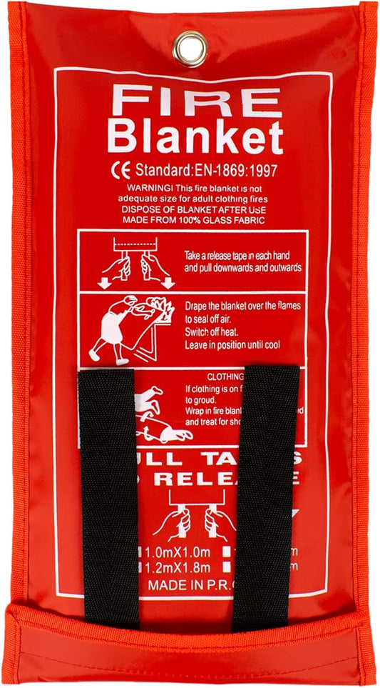 FLASLD Fire Blanket for Home and Kitchen, Fiberglass Fire Blankets Emergency for People, Flame Retardant Protection and Heat Insulation (4 ft x 4 ft)