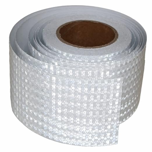 Industrial Non Fading Reflective Tape White 4 inch Wide, Outdoor Waterproof High Visibility Safety Warning Adhesive Strips (66 feet)