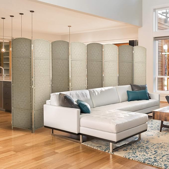 Sorbus 8 Panel Room Divider 6 ft. Tall - Privacy Screen, Extra Wide Double Hinged Panels, Diamond Double-Weaved, Partition Room Dividers and Folding Privacy Screens, Wall Divider for Room Separation
