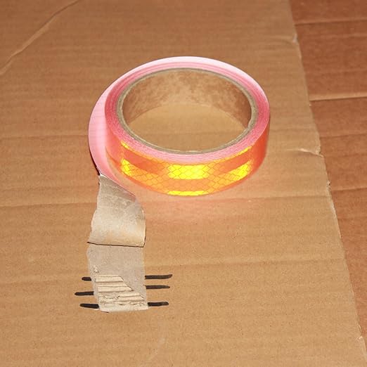 Industrial Non Fading Reflective Tape Orange 1 inch Wide, Outdoor Waterproof High Visibility Safety Warning Adhesive Strips (16 feet)