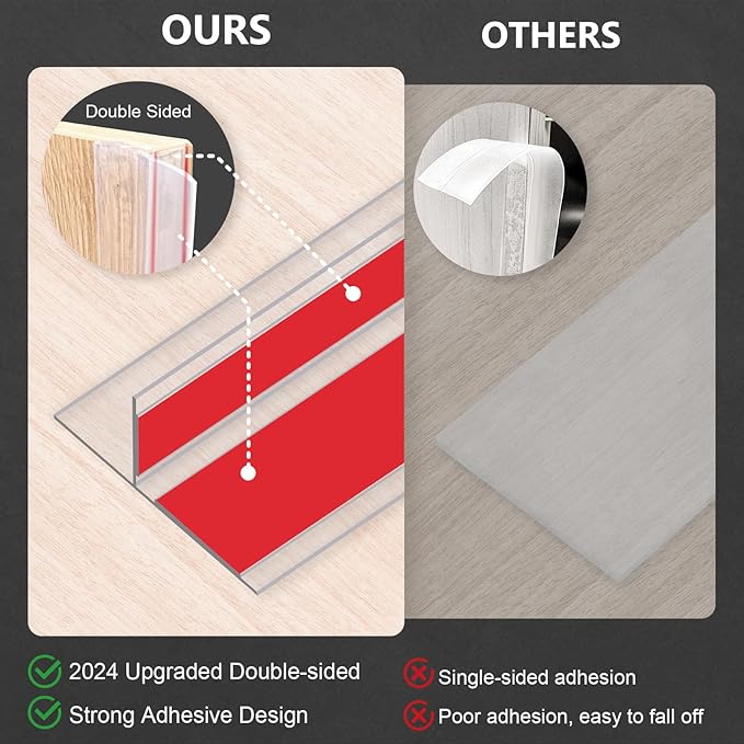 Silicone Weather Stripping Door Seal,2025 Upgraded Seal Strip for Windows Gaps, Double-Sided Strong Adhesive Design, Seal Strip for Side of Door,Sliding Door,1.37" x 10 ft, White