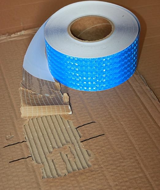 Industrial Reflective Tape Blue 3 inch Wide, Outdoor Waterproof High Visibility Safety Warning Adhesive Reflector Strips (166 feet)