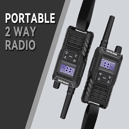 Ketelese T4 Walkie Talkies Long Range, IP67 Waterproof Dustproof Two Way Radio, Walkie Talkie Earpiece with Mic for Adult, USB, NOAA, VOX, Group Call, PTT(Black/ 2Pack)
