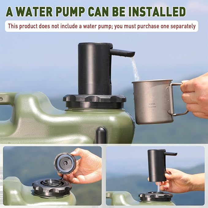 7.4 Gallon Water Jug,Camping Water Container with Wheel、Pull Rod,BPA-Free with Spigot Cleaning,Brush Military Green Tank Portable,Suitable for Outdoor Camping and Hiking
