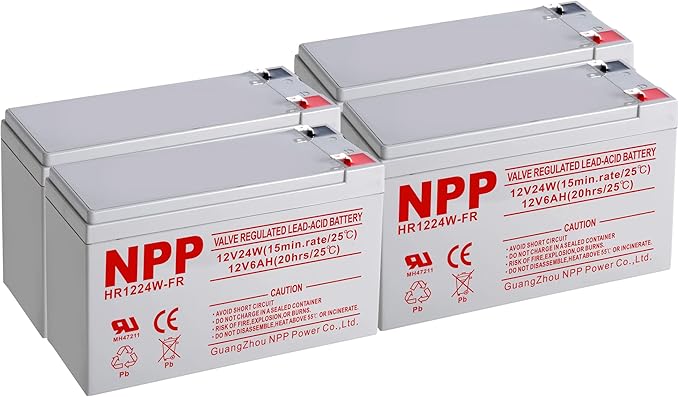 NPP HR1224W (4 Pcs) 12V 144Watts 24Watt/ Cell AGM Sealed Lead Acid Rechargeable Battery, Replace 5.5Ah 12V 6Ah, 6.5Ah Flame Retardant High Rate UPS Battery