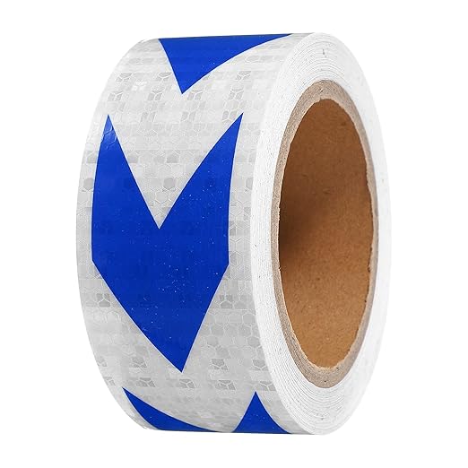 PATIKIL Reflective Tape, 2 Inch x 49 ft Waterproof Self Adhesive High Visibility Safety Warning Arrow Tape Outdoor Reflectors for Trucks Trailers Cars, White Blue