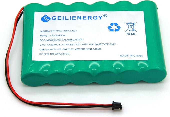 GEILIENERGY 6PH-H-4/3A3600-S-D22 7.2v 3600mAh Ni-MH Battery Compatible with DSC IMPASSA 9057 Battery Wireless Security System