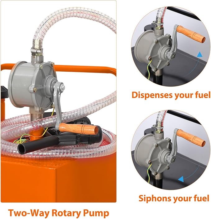 Upgraded 35 Gallon Fuel Caddy, Manual Hand Pump & Easy-Roll Wheels, Heavy-Duty UV-Resistant Steel Tank for Gas & Diesel, Portable Fuel Storage for Tractors, Mowers, Boats