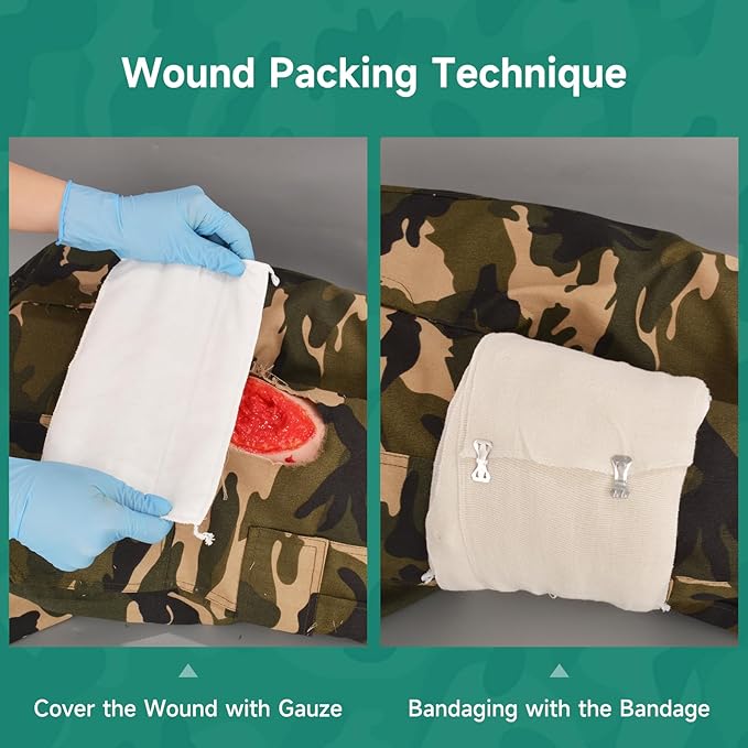 Thigh Wound Packing Trainer Sleeve, Stop The Bleed Laceration Simulation for Hemostasis Practice, Realistic First Aid & Emergency Response Demonstration