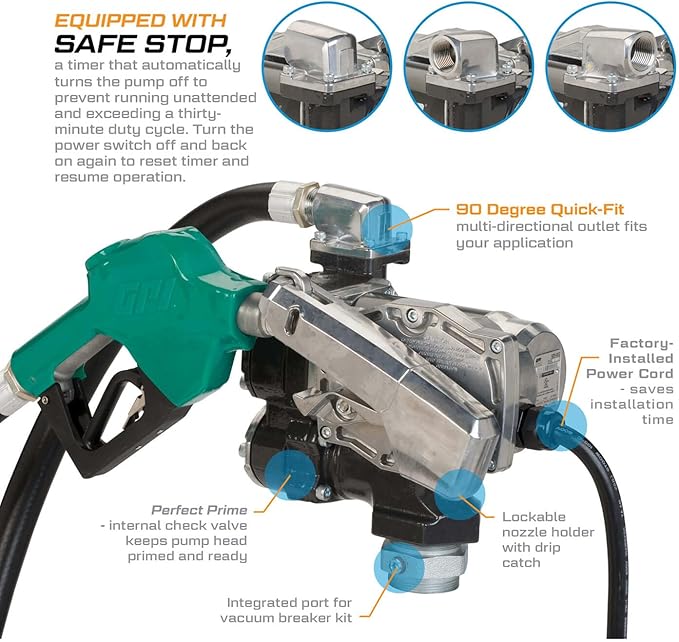 GPRO - V25 Series Fuel Transfer Pump, Automatic Shut-Off Nozzle, 25 GPM, 12 Volt (170000-03)