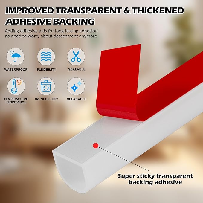 20FT Weather Stripping Door Seal - Self Adhesive Weather Insulation Strip Weatherstripping Silicone D Shaped Seal Strip Door Frame Gap Filler/Window Soundproofing