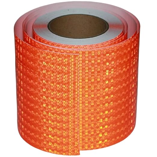 Industrial Reflective Tape Orange 6 inch Wide, Outdoor Waterproof High Visibility Safety Warning Adhesive Reflector Strips (66 feet)