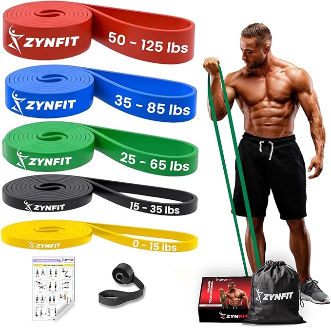 100% Natural Latex Resistance Bands Set with Door Anchor, 5-Level Pull Up Bands for Working Out, Strength Training & Physical Therapy, Workout Bands for Home Gym - Get Free A.I. Workout Plan