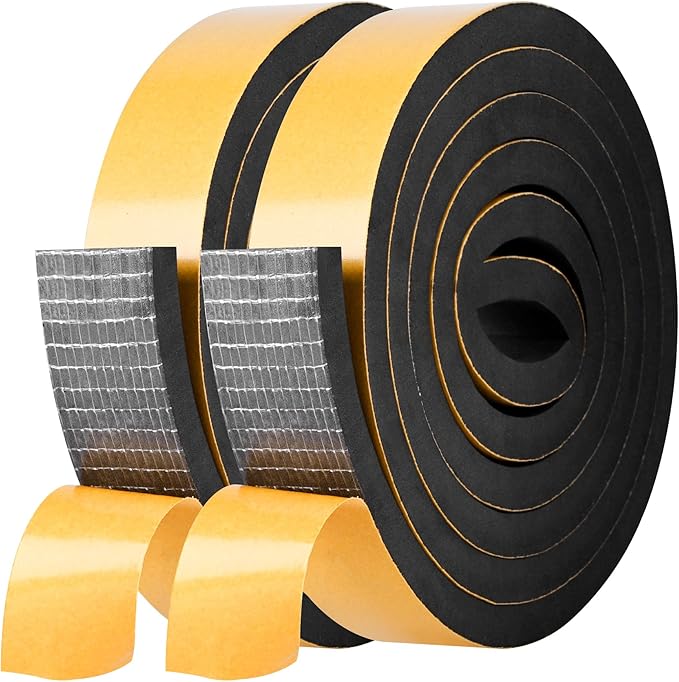 Self Adhesive Foam Tape Weatherstrip 1in x 3/8in x 20Ft High Density Foam Insulation Strips Foam Seal Weather Stripping with Strong Adhesive for Door and Window Sound Isolation Soundproofing