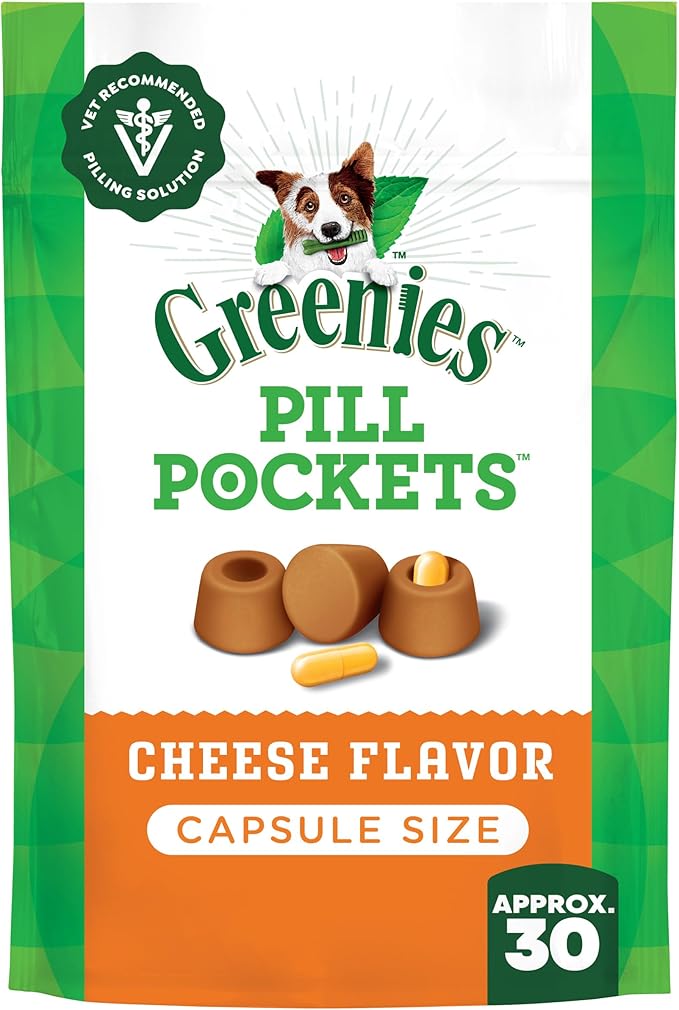 Greenies Pill Pockets for Dogs Large Size, Soft Dog Treats, Cheese Flavor, 7.9 oz. Pouch (30 Treats)