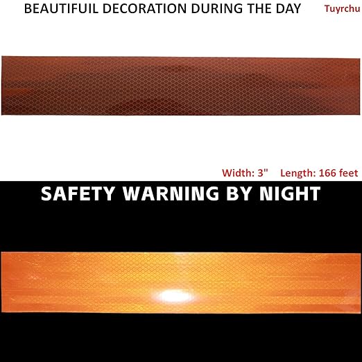 Brown Non Fading Reflective Tape Outdoor Waterproof 3 inch Wide for Truck, High Visibility Safety Adhesive Stickers (166 feet)